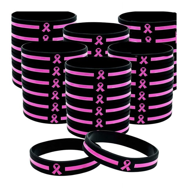 36 Piezas de Pulseras de Concientización Sobre el Cáncer de Mama, Artículos A Granel, Accesorios, Pulseras de Silicona con Lazo Rosa Simple