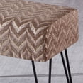 thumbnail image 6 of Home Soft Things Jacquard Chenille Stool Chair Upholstered Footrest Ottoman with Black Metal Legs and Padded Seat, Arusha-Light Brown, 19" x 13" x 17", 6 of 9