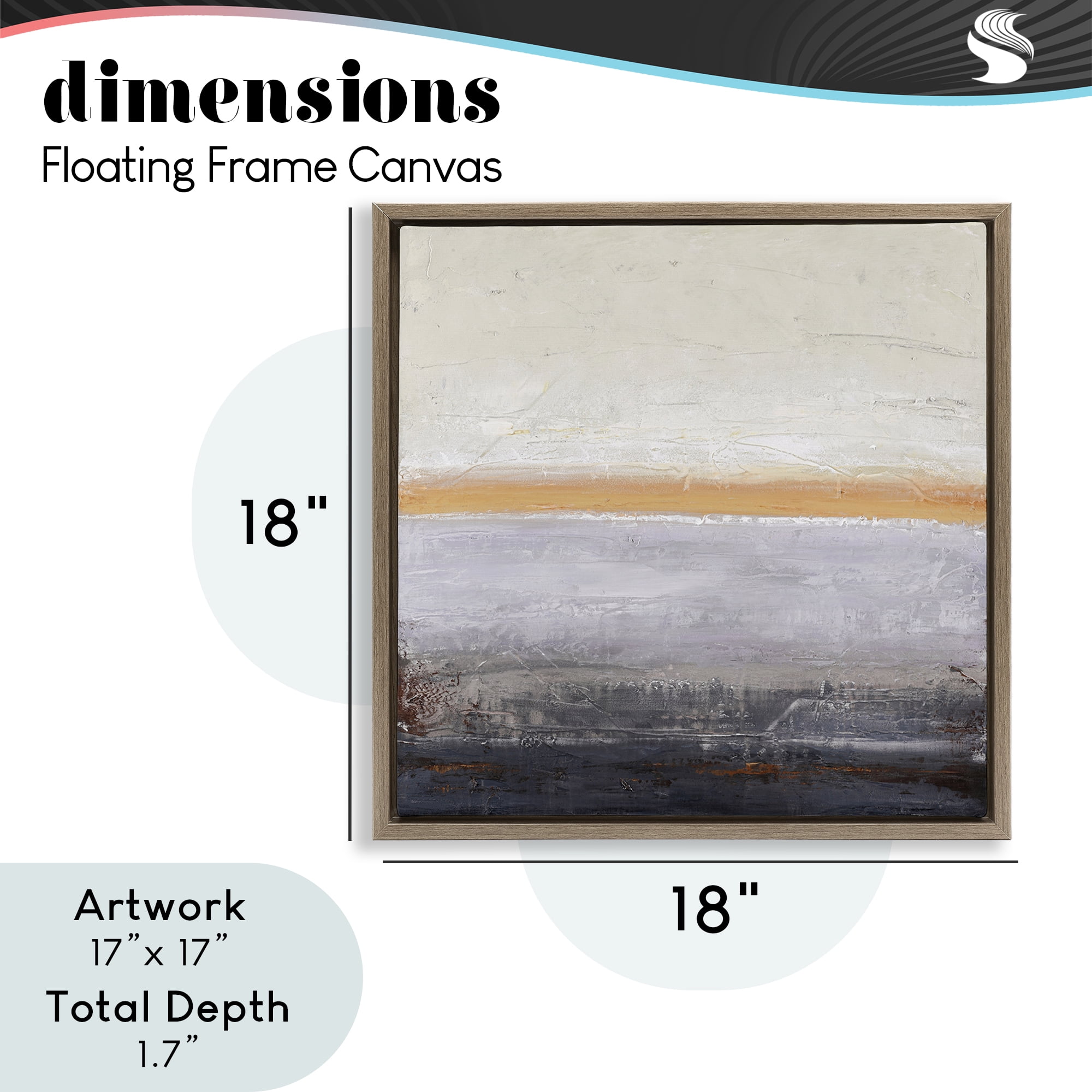 Warm Peachy Horizon Brown Framed Floater Canvas Wall Art, design by Design Fabrikken