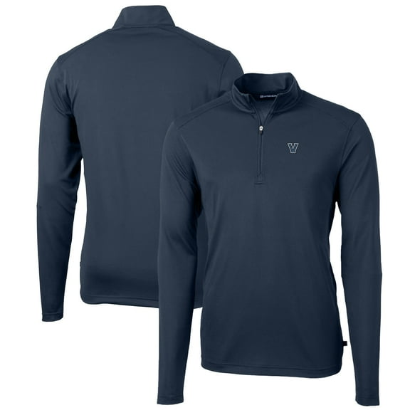 Men's Cutter & Buck Navy Villanova Wildcats Big & Tall Virtue Eco Pique Recycled Quarter-Zip Pullover Top