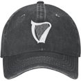 thumbnail image 2 of Unisex Adjustable Baseball Cap with Irish Harp Musical Instrument Pattern, Denim Fabric Snapback Glacier Cap, 2 of 8