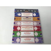 Satya Incense Gift Set Nag Champa, Super hit, Dragons Blood, Sandalwood, Patchouli, Lavender, Positive Vibes, 15 g