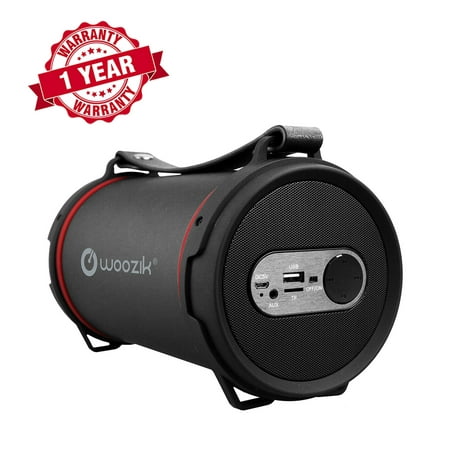 Woozik S22B Bluetooth Speaker - Best Outdoor/Indoor Portable Speaker with Back-Lit LED, FM Radio, and Carrying Strap - (Best Bluetooth Speakers With Fm)