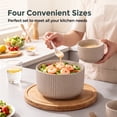 thumbnail image 3 of Vesteel Serving Bowls with Lids Set of 4, Ribbed Ceramic Mixing Bowls, Nesting Bowls for Food Storage Prep Salad, 10 / 20 / 35 / 60 OZ, Microwave & Dishwasher Safe, Cappuccino Brown, 3 of 8