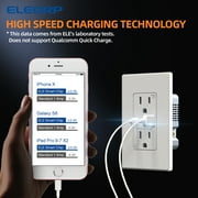 ELEGRP USB Outlet Receptacle, 21W 4.2A USB Electrical Outlet, USB C Wall Outlet, 15 Amp Duplex Tamper Resistant Outlet with Type A & Type C Ports, Wall Plate Included, UL Listed, White