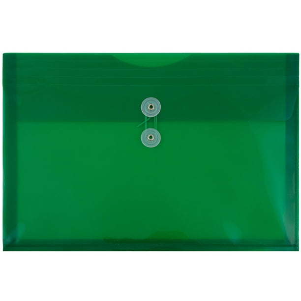 JAM Plastic Envelopes, 9.8x14.5, 12/Pack, Green, Button String, Legal ...