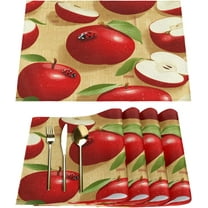 Apples Pattern Placemats Set of 4 Washable Kitchen Dining Table Mats 12 x 18 Inch Modern Cloth Place Mats Non-Slip Heat Resistant Placemats for Home Farmhouse Kitchen Dinner Party