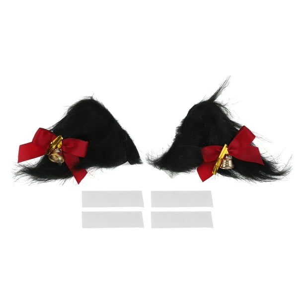 Accesorios para Casco de Motocicleta Decoración Orejas de Gato Triangulares con Moño Rojo para Cascos de Motocicleta Bicicleta Esquí Pegatina de Piel Negra 2 Juegos