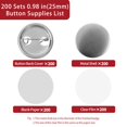 thumbnail image 2 of Button Maker Supplies Onemorello 200 juegos de 25 mm con parte metálica, 2 of 5