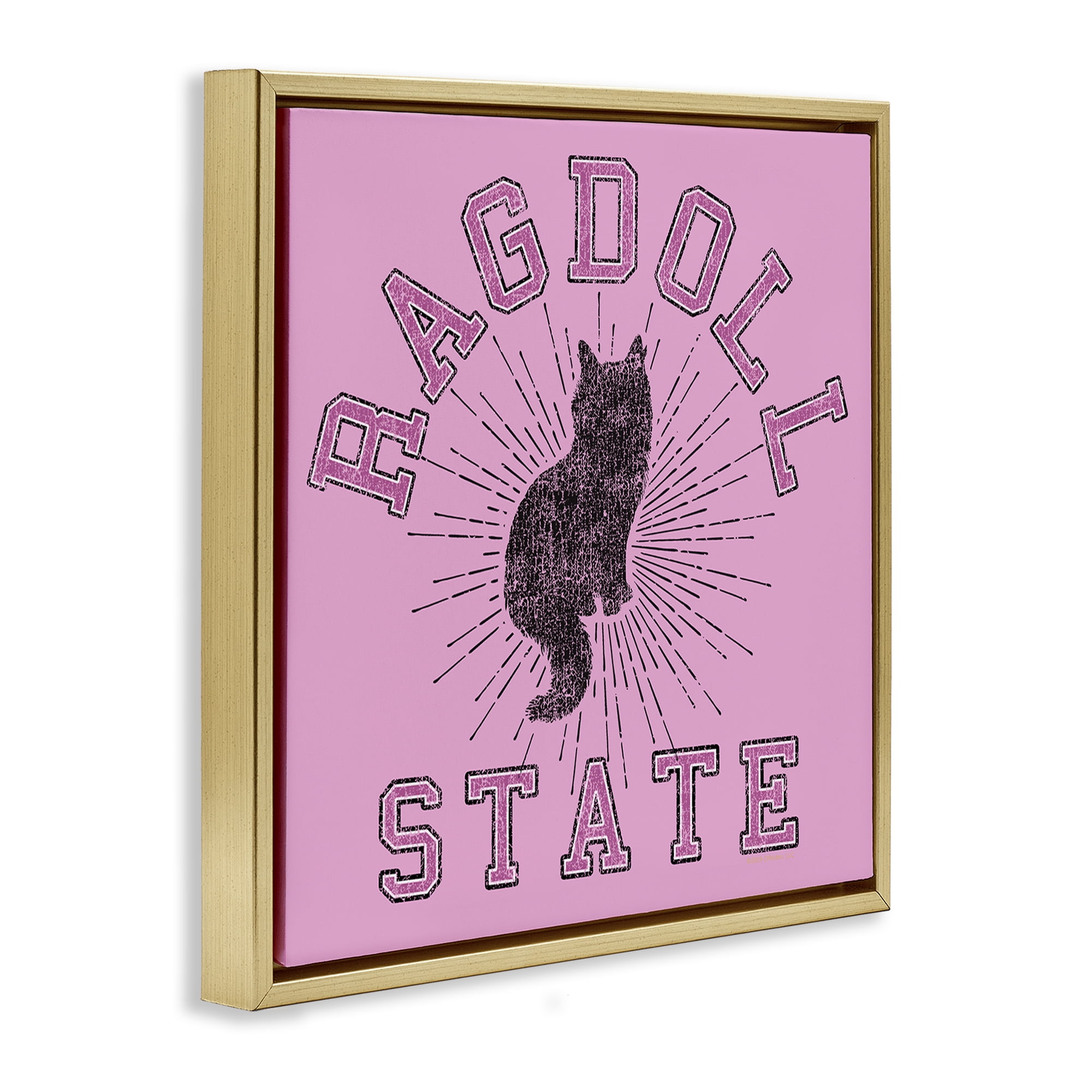 Stupell Industries Ragdoll Cat State Animals Painting Gold Floater Framed Canvas Art Print Wall Art, 25 x 25