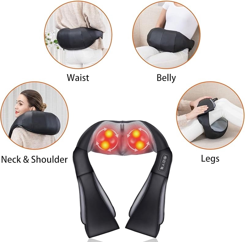 Shiatsu Neck and Shoulder Massager - Back Massager with Heat, Deep Kneading Electric Massage Pillow for Neck, Back, Shoulder,Foot,Body