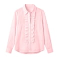 thumbnail image 6 of Perfectbot Women's Ruffled Front Button Down Shirt, Casual Long Sleeve Dressy Blouse, Relaxed Fit Solid Color, 6 of 6