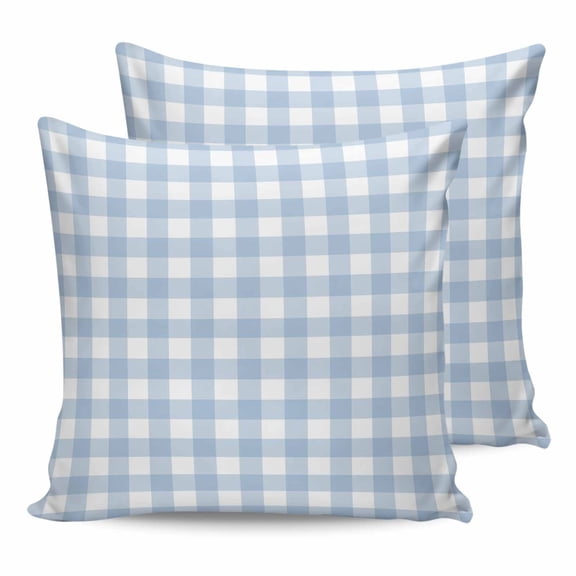 24x24 Pillow Covers Set of 2, Light Blue Plaid Throw Pillow Covers Decorative Couch Cushion Case, Modern Minimalist Country Microfiber Square Pillowcases for Bedroom Car Living Room
