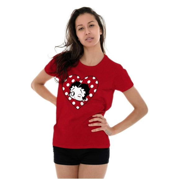 Betty Boop Wink and a Kiss Polka Dots Women's T Shirt Ladies Tee Brisco Brands S