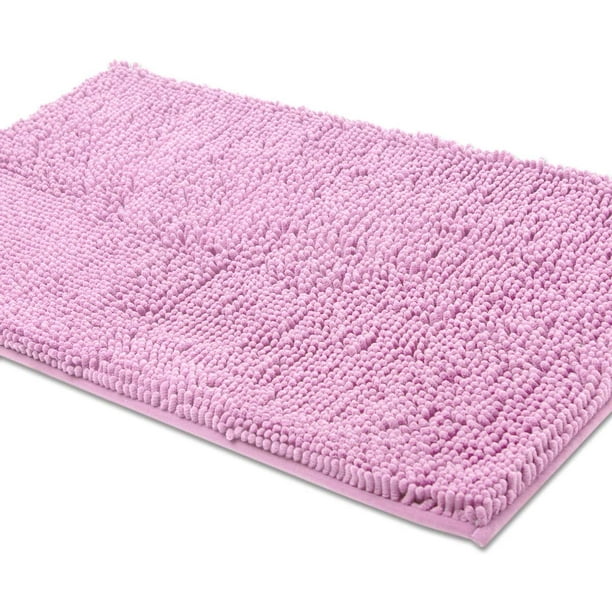 Pink Rugs for Bathroom SlipResistant Shag Chenille Bath Rugs Mat Extra Soft and Absorbent Bath