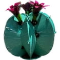 thumbnail image 2 of Handmade Metal Bisnaga Cactus with Flowers - Garden Art Decor (Turquoise), 2 of 5