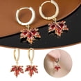 thumbnail image 1 of Maple Leaf Earrings Rhinestone Leaf Hoop Cubic Zirconia Drop Dangle Jewelry for Women Girls, 1 of 6