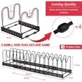 thumbnail image 6 of 15 Adjustable Dividers Pot and Pan Organizer Rack, 7"D x 32" x 7.1"H, 3 in 1, Expandable Lid Bakeware Cupboard Rack Holder for Kitchen Cabinet Pantry Countertop, Black (Patent Pending), 6 of 7