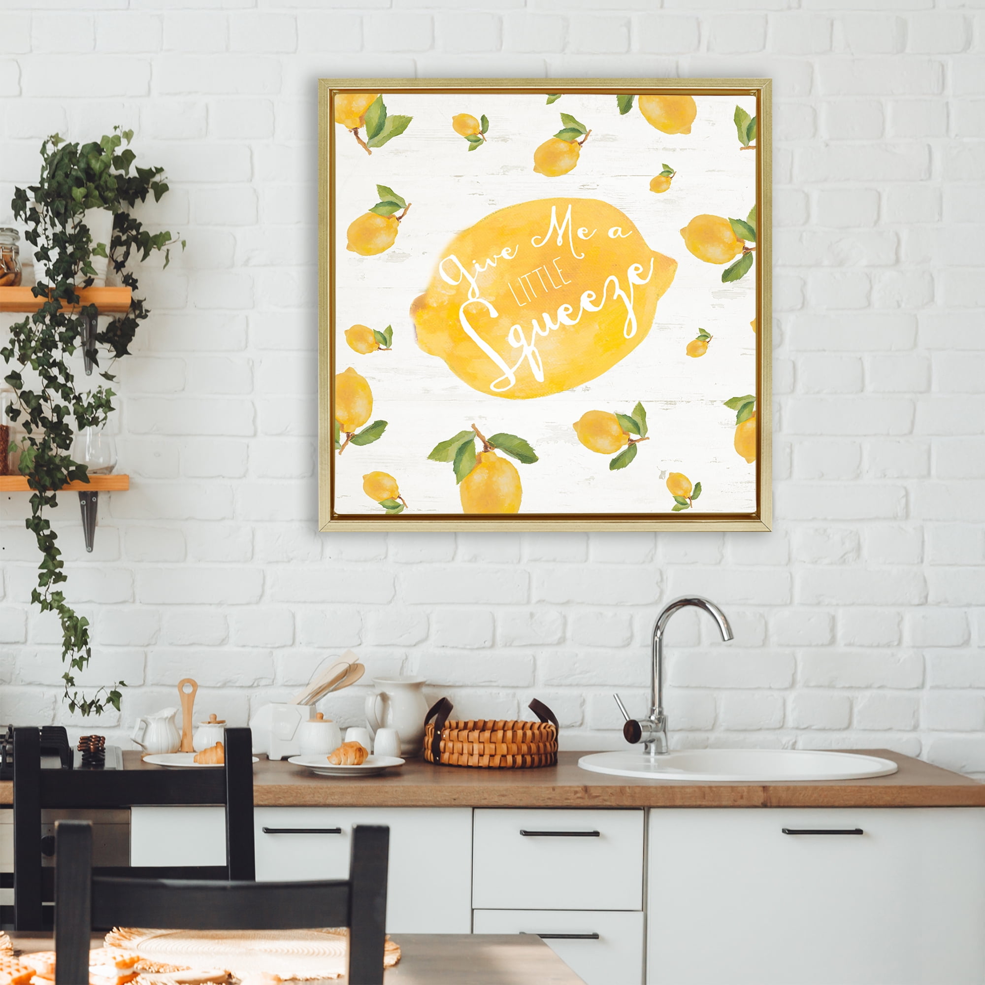 Stupell Industries Give Me A Squeeze Gold Framed Floater Canvas Wall Art, design by Lanie Loreth
