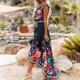 thumbnail image 4 of Moda de mujer vacaciones verano estampado cuello en V manga corta fiesta playa vestido suelto Split Irregular dobladillo falda larga Pompotops  ghjkhdj12861, 4 of 8
