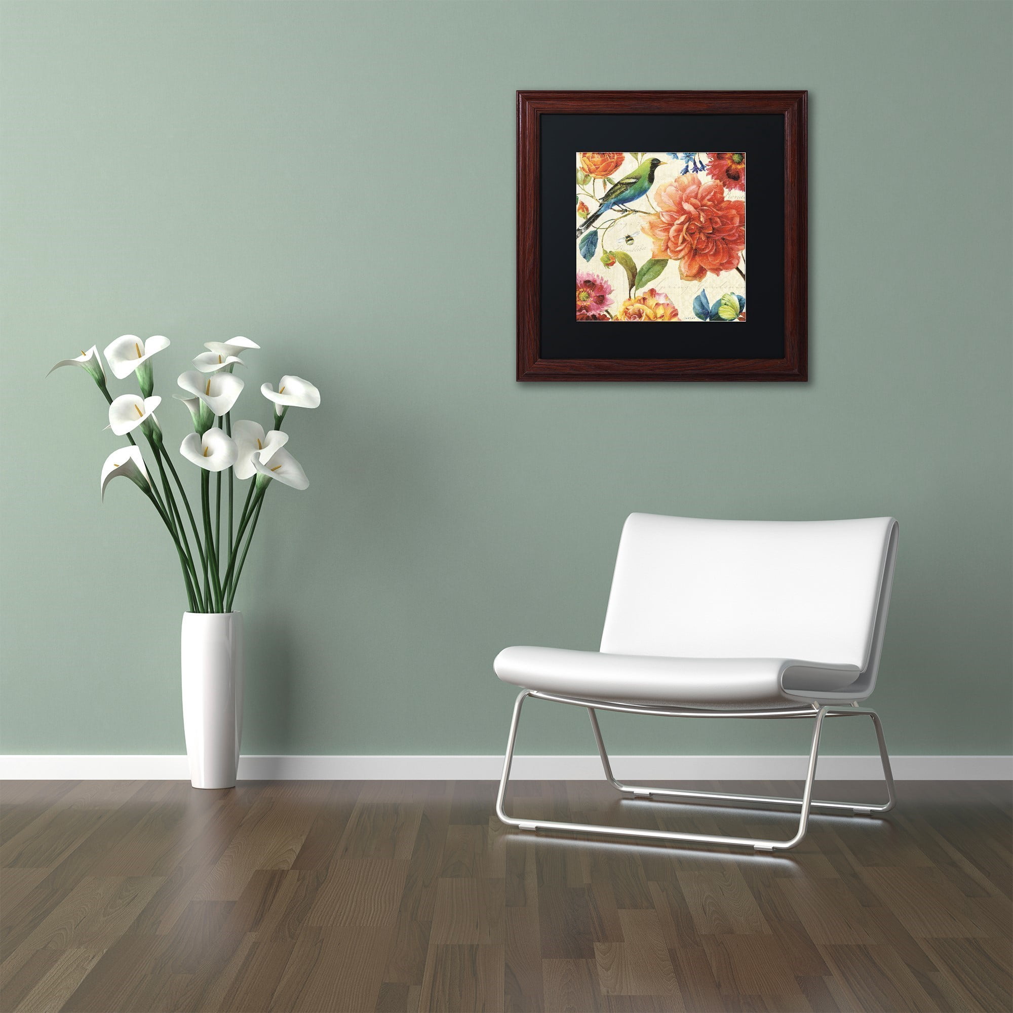 Trademark Fine Art "Rainbow Garden II Cream" Canvas Art by Lisa Audit, Black Matte, Wood Frame