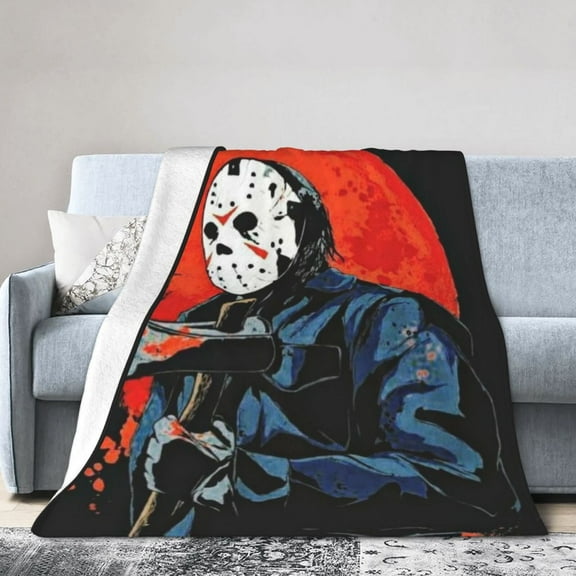 Halloween Jason Voorhees Friday the 13th Blanket Soft Cozy Fleece Plush Throw Blanket All Season Ultra Warm Lightweight Blanket Gifts for Girls Boys Women Men