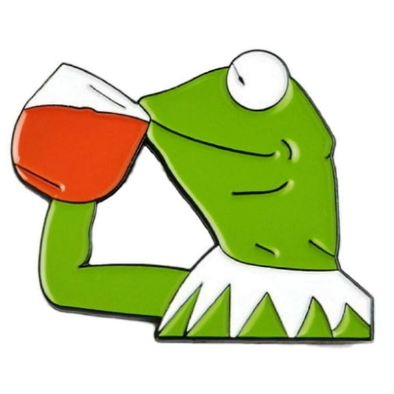Kermit The Frog Sipping Drink Character1 1/4" Tall Enamel Metal Pin