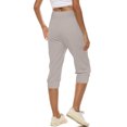 thumbnail image 6 of Tumotour Athletic Pants For Women Solid Color Casual Cropped Pants Tight High Waist Pants Beach Pants Drawstring Button Pocket Athletic Pants, 6 of 9