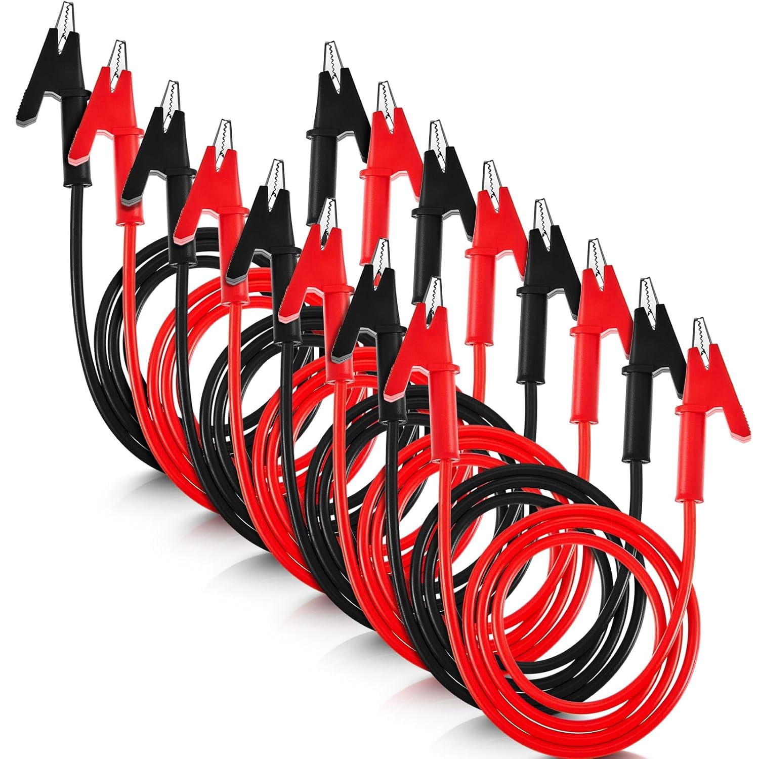 ABCISI 4 Pcs 14 Gauge Jumper Wires Alligator Clips to Alligator Clip Electrical Test Wires Set Silicone Flexible Cable for Electrical Testing (3.3 Ft)