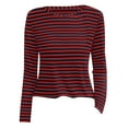 thumbnail image 4 of Telankuip Basic Long Sleeve Striped T Shirts for Women Casual Crewneck Slim Fit Pullover Tops Simple and Stylish Color Block Thin Fall Winter Soft Comfy Base Layer Tee Shirts Red XL, 4 of 4