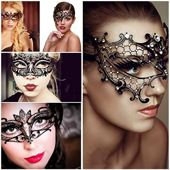 Happy Date Women Hollow Lace Masquerade Face Cover  Sexy Cosplay Party Prom Party Props Costume Halloween Fancy Dress Face Cover Nightclub Queen Eye Cover