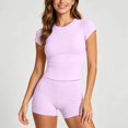 thumbnail image 2 of Womens 2 Piece Workout Short Set for Casual Summer Outfits 2 Piece Short Matching Clothing Set, Summer Gym Yoga Going Out(Pink,M), 2 of 4