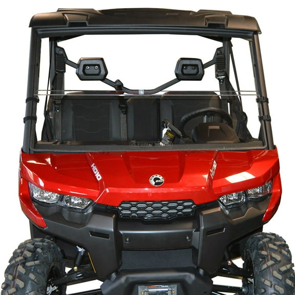 Clearly Tough Can-Am Defender Half Windshield - Scratch Resistant- The Ultimate in Side by Side Versatility! Premium Hard Coat. Made in America!