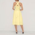 thumbnail image 3 of Women's A-Line Cocktail Dress, Sexy Criss Cross Backless Party Dresses, Flattering Ruched Waist French Square Neck Summer Wedding Guest Midi Gown, 3 of 4