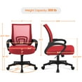 thumbnail image 3 of Yaheetech Mid-Back Mesh Office Chair with Rolling Wheels and Adjustable Height, Red, 3 of 6