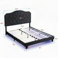 thumbnail image 4 of Bed Featuring Curve Design and Button Tufting - Stable with Wooden Slats and Support Legs - Soft Dutch Velvet Surface - LED Lights - Queen Size, 4 of 12