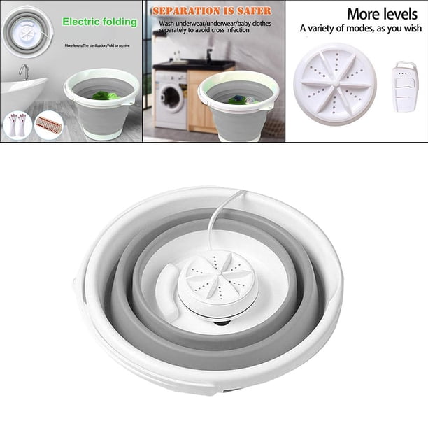 Lavadora, lavadora ultrasónica giratoria personal portátil con bañera plegable USB Lavandería conveniente para acampar Apartamentos Dormitorios Calle 3 en 1 gris Macarena Mini lavadora turbo