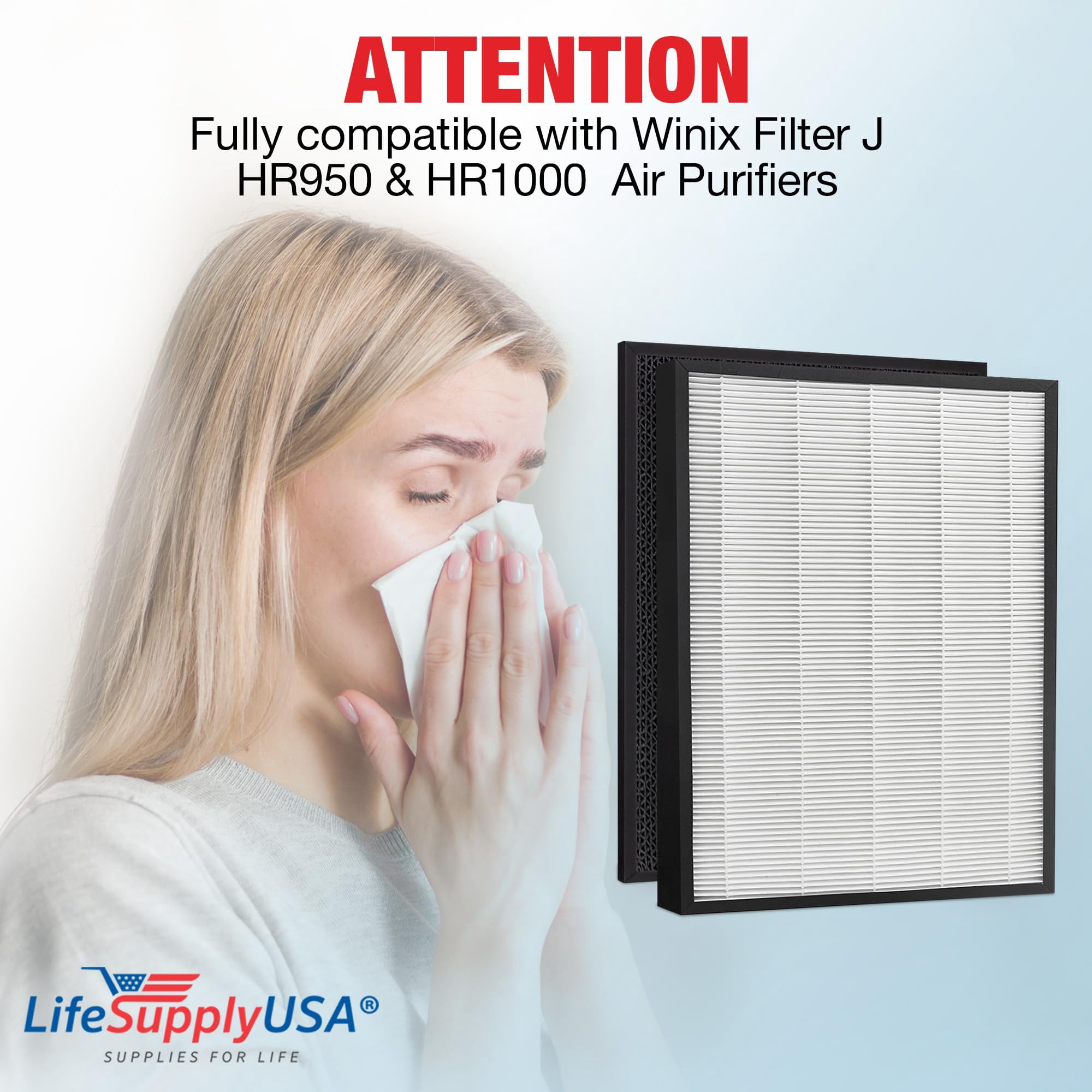 HR900 HEPA Filter T Replacement Compatible with Winix HR900 & HR1000 Air Purifiers -True HEPA + Activated Carbon Filter by LifeSupplyUSA
