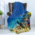 thumbnail image 4 of Fish Soft Flannel Fleece Blanket, Fairy Underwater with Fish and Source of Oxygen Coral Aquatic Liquid Culture Scenery, Cozy Plush for Indoor and Outdoor Use, 70" x 90", Multicolor, by Ambesonne, 4 of 5