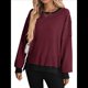 thumbnail image 1 of Sudadera Holgada de Otoño para Mujer, Informal, de Punto Gofre, Larga, Cuello Redondo, Abertura, Tipo Túnica. Rojo y Negro L, 1 of 9