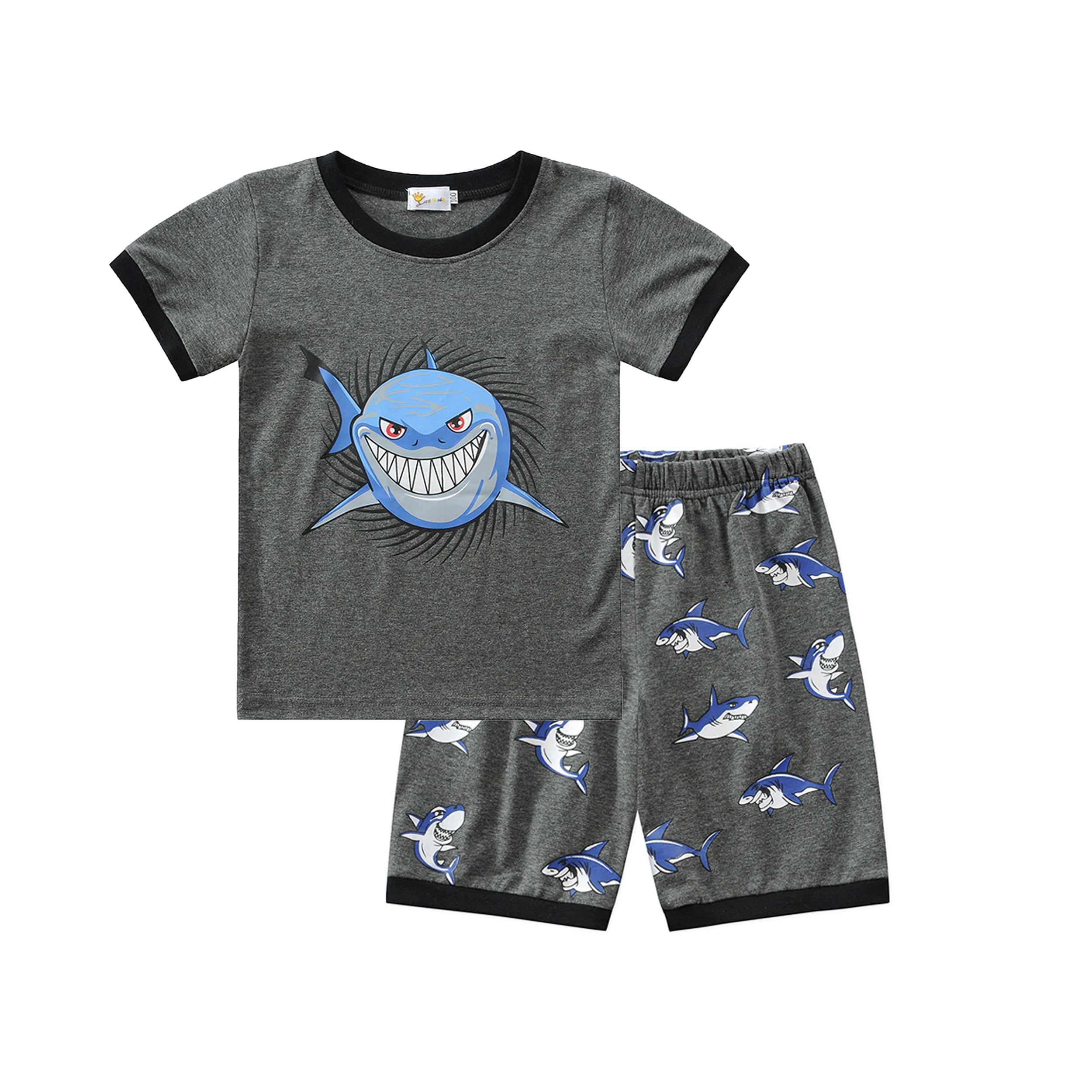 Little Big Boys Summer shark Pajamas Short 100 Cotton Kids Pjs Sets 2