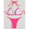 thumbnail image 2 of Traje de baño con cadena de dos piezas para mujer, con cordón halter, microbikini acolchado Rosa encendido CH Rosa encendido CH Xishao ropa, 2 of 2
