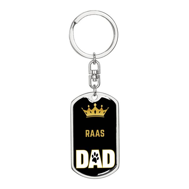 Raas Cat Dad King Keychain Stainless Steel or 18k Gold