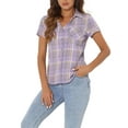 thumbnail image 4 of INSPIRE CHIC Women's Plaid Shirts Point Collar Button Down Blouses XL Pastel Purple, 4 of 6