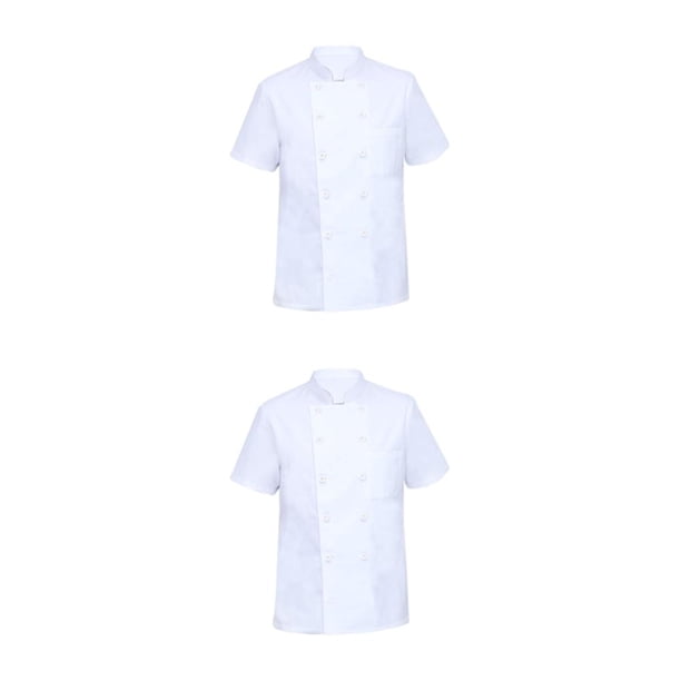 Wosthever Chaqueta de cocina con bolsillo y hebilla, uniformes de Chef de poliéster transpirables duraderos, restaurante, no destiñe Type1 NO1