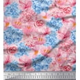 thumbnail image 1 of Soimoi Orange Rayon Fabric Floral Print Fabric by The Yard 56 Inch Wide, 1 of 1