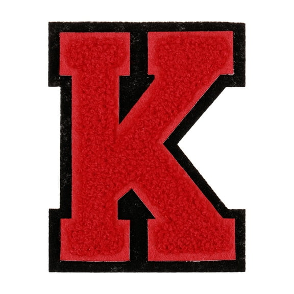 Chenille Letter Patches, 4" Alphabet K Iron on Patches for Repairing Clothing Jeans Shoes Hats DIY (Red)
