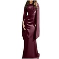thumbnail image 6 of TMOYZQ Women's Formal Dresses Formal Mock Neck Ruched Bodycon Dress Elegant Split Flowy Sleeve Renaissance Medieval Costumes Maxi Dress Prom Cocktail Party Wedding Gowns, 6 of 7