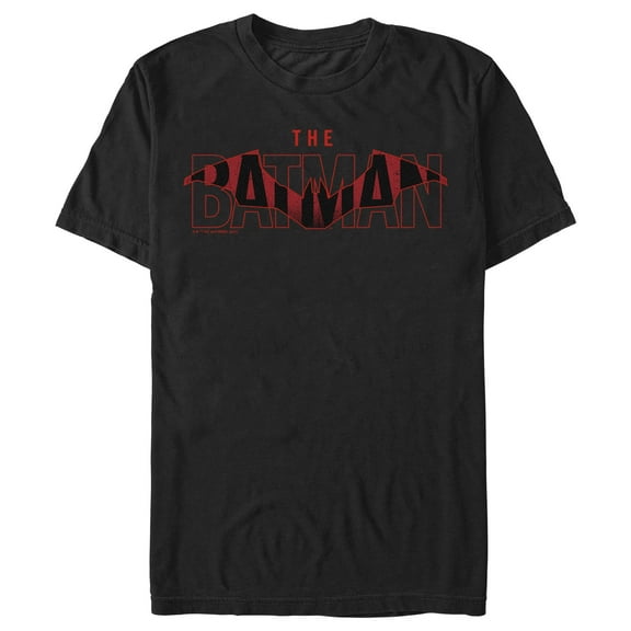 Men's The Batman Red Movie Logo Graphic Tee Black Small