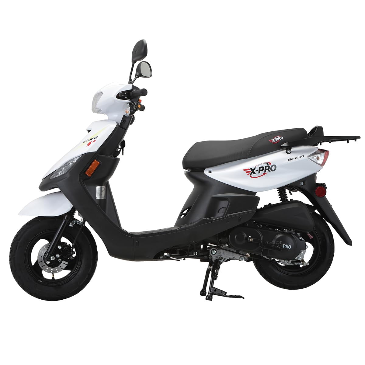 X-Pro Bora 50cc Gas Moped Scooter for Adults – Automatic Transmission, 4‑Stroke Engine with 10" Aluminum Wheels, Electric/Kick Start!